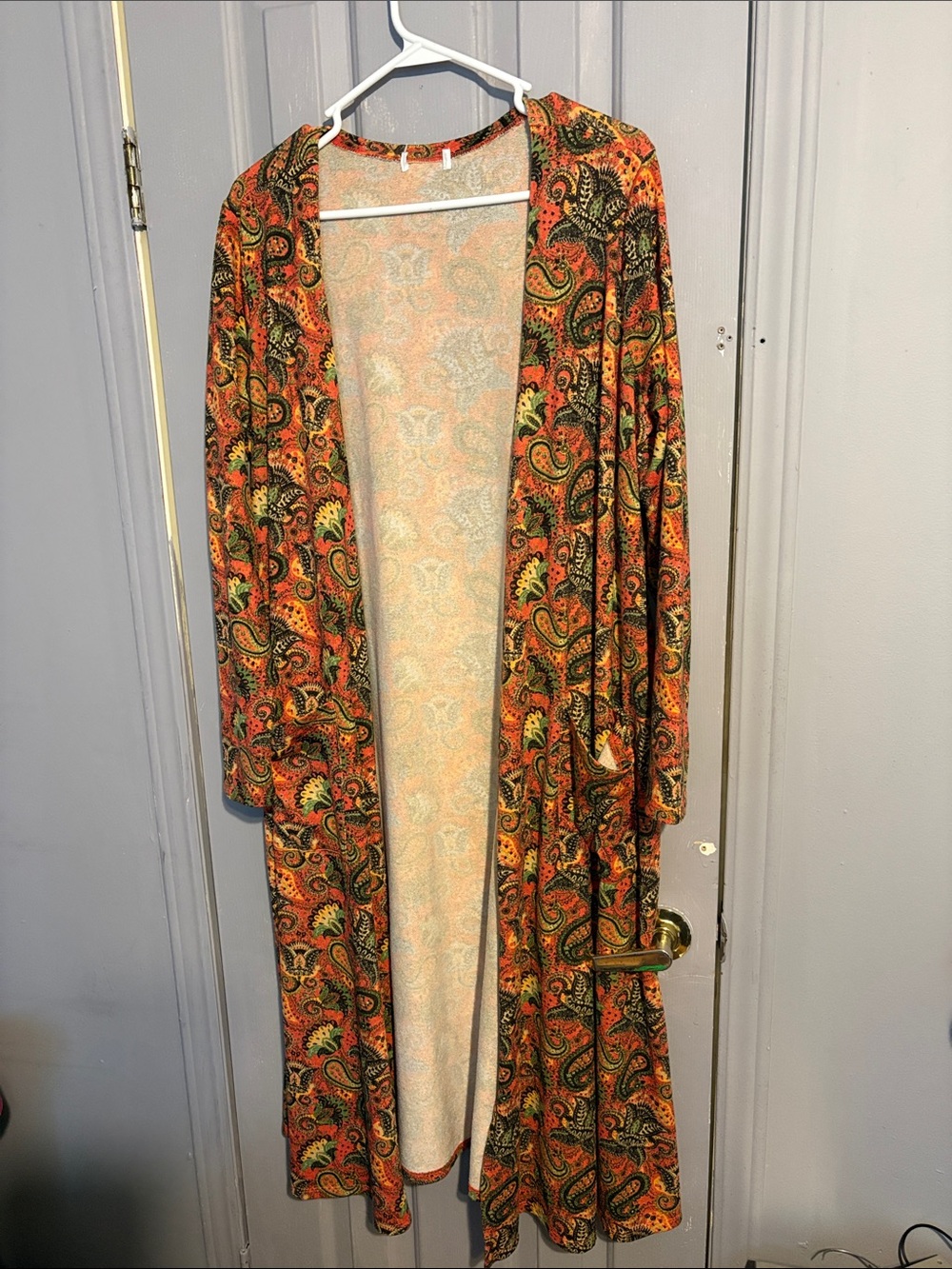 LuLaRoe Orange Paisley Duster Cardigan